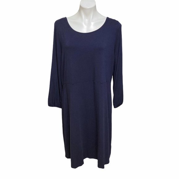 Boden Size 18 Long Navy Long Sleeve Scoop Neck Midi Dress - Picture 2 of 7